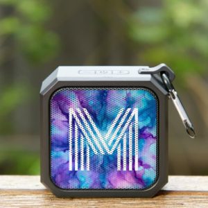 Blue purple modern monogram initial bluetooth speaker