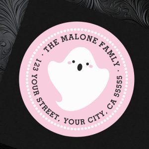 Cute spooky ghost pink Halloween return address labels
