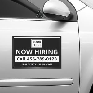 Now hiring logo URL dark Car Magnet