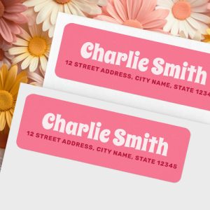 Fun retro pink return address labels