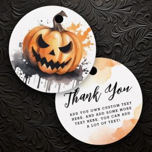 Spooky watercolor Jack-o-Lantern Halloween Favor Tags
