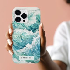 Watercolor blue waves custom name Case-Mate iPhone case