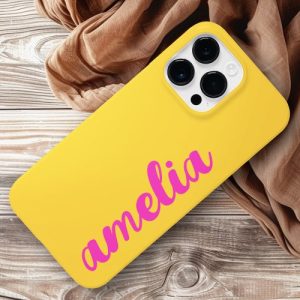 Yellow hot pink name bold script colorful Case-Mate iPhone case