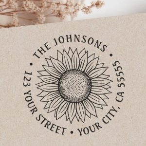 Sunflower return address self-inking stamp