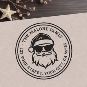 Cool Santa in sunglasses Christmas return address Rubber Stamp