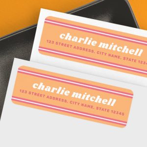 Fun retro orange raspberry pink return address label