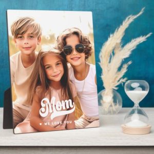 Mom we love you photo heartswhite text mothers day plaque
