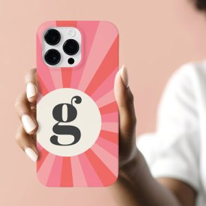 Trendy retro sunburst minimal monogram pink cream Case-Mate iPhone case