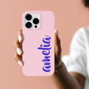 Blue custom name script pink Case-Mate iPhone case
