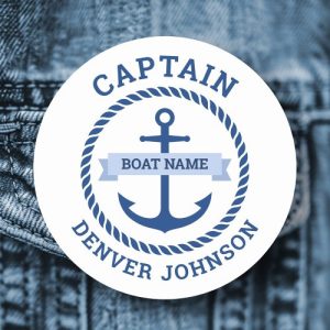 Captain anchor rope border boat name on banner name tag