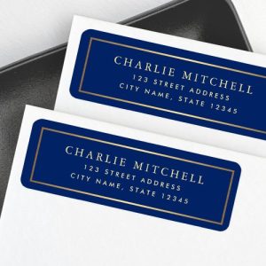 Golden gradient border royal blue return address label