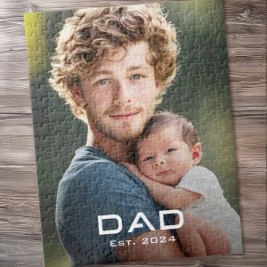Modern dad est year father's day new baby photo jigsaw puzzle