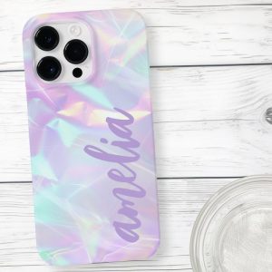 Purple name holographic pastel rainbow colors Case-Mate iPhone case