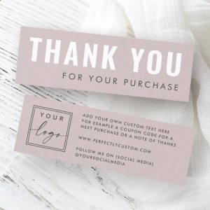Rose taupe custom logo thank you insert card