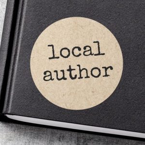 Local author typewriter font Kraft paper look Classic Round Sticker