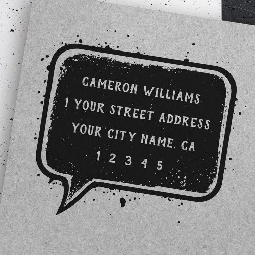 Speech bubble return address rubber stamp