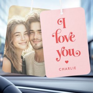 I love you elegant retro red pink Valentine's day Air Freshener