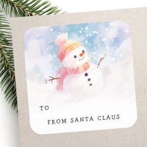Cute snowman illustration to from gift tag sticker
