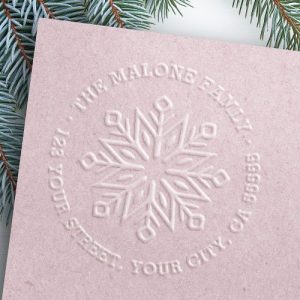 Modern minimal snowflake return address embosser
