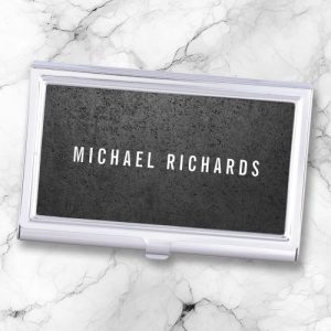 Industrial concrete grunge dark gray masculine business card case