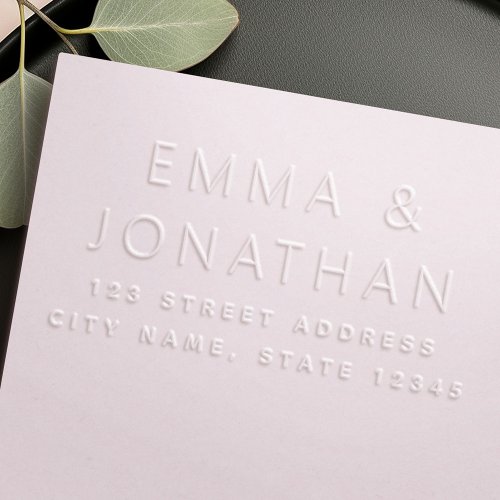 Minimal simple elegant names couple return address embosser