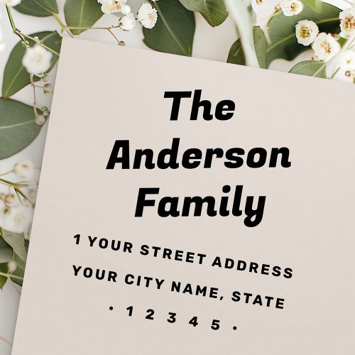 Retro bold typography return address rubber stamp