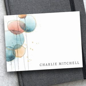 Abstract shapes and lines blue pink terracotta post-it notes