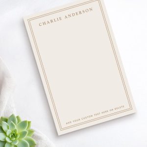Elegant name double border light tan brown post-it notes