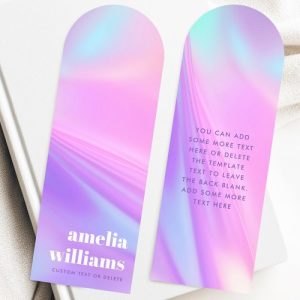 Trendy pink purple pastel gradient name quote bookmarks