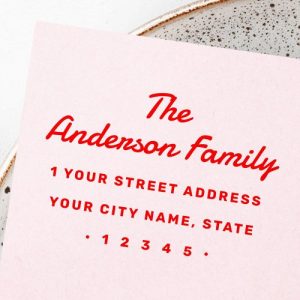 Bold retro typography return address rubber stamp