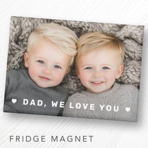 Dad we love you hearts overlay fathers day photo magnet